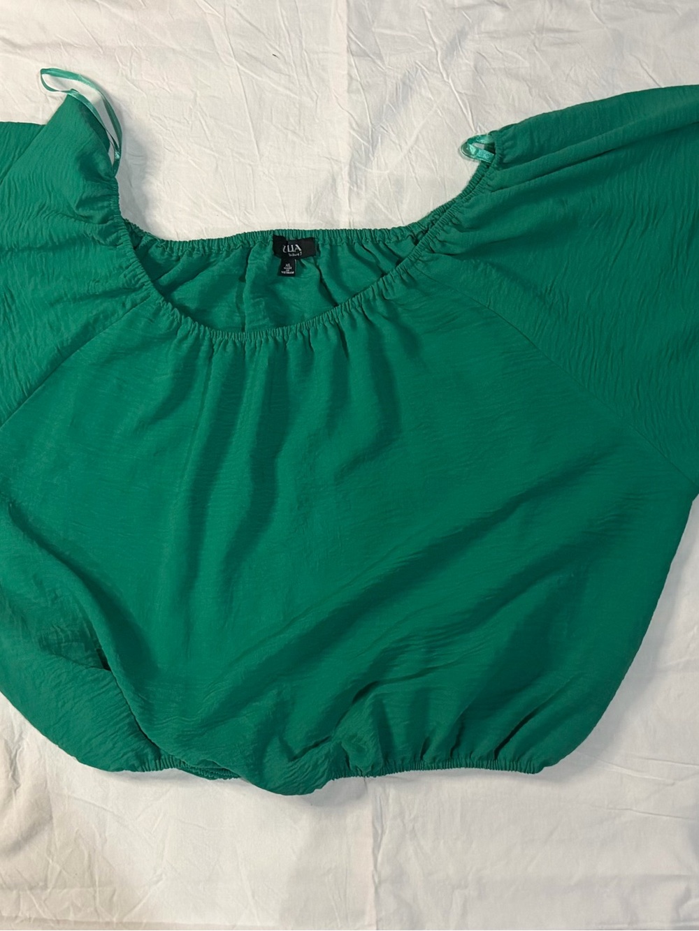 Zara Emerald Green Off-Shoulder Crop Top